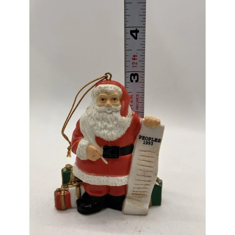 1993 People Store Santa Checking His List Christmas Ornament Vintage